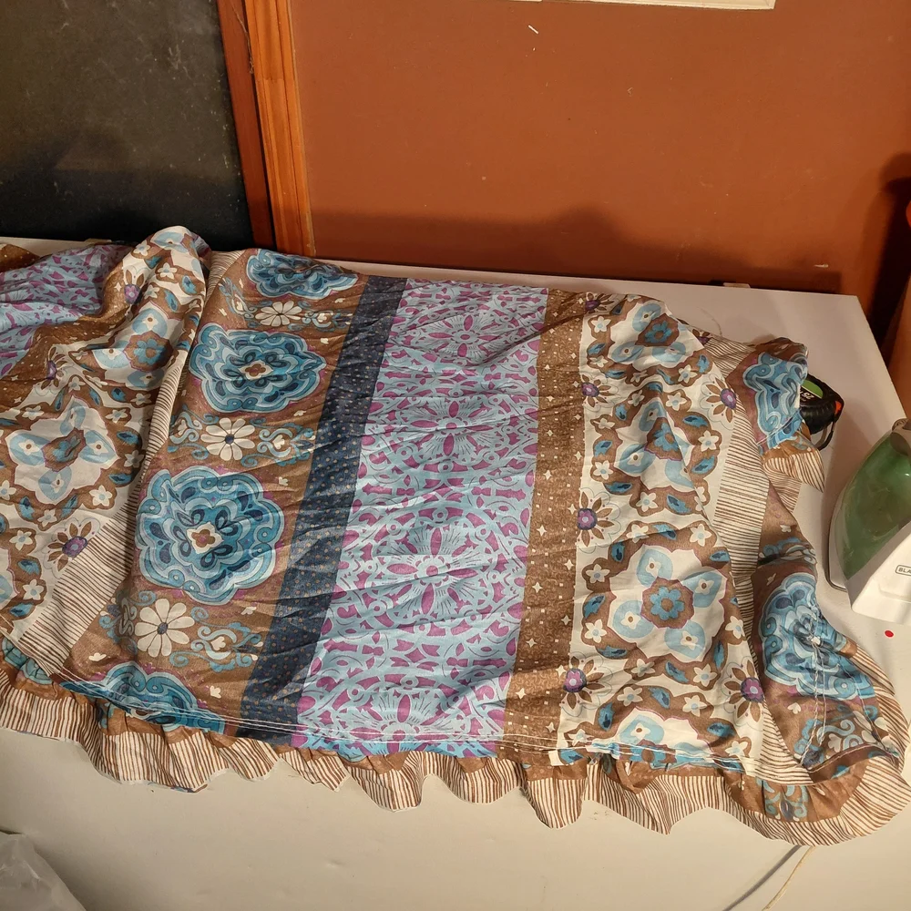 Floral Pattern Furniture Cover - Blue and Brown